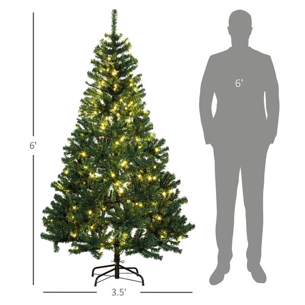 HOMCOM 6' Tall Prelit Christmas Tree Douglas Fir Artificial Christmas Tree with Realistic Branches，250 Warm White LED Lights