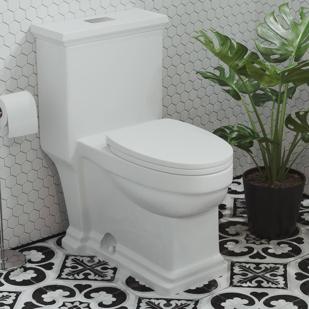 Swiss Madison Voltaire 1-Piece 0.81.28 GPF Dual Flush Elongated Toilet in White Seat Included SM-1T113