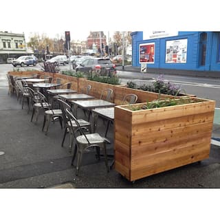 Ejoy 40 in. x 12 in. x 32in. Solid Wood Mobile Planter Barrier in Unfinished Wood Color for Cafes and Restaurants Outdoor Use SolidWoodPlanter_40x12x32