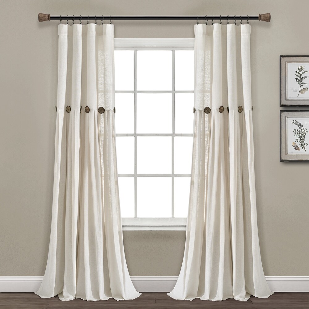 Lush Decor Linen Button New Window Curtain Single Panel   108\
