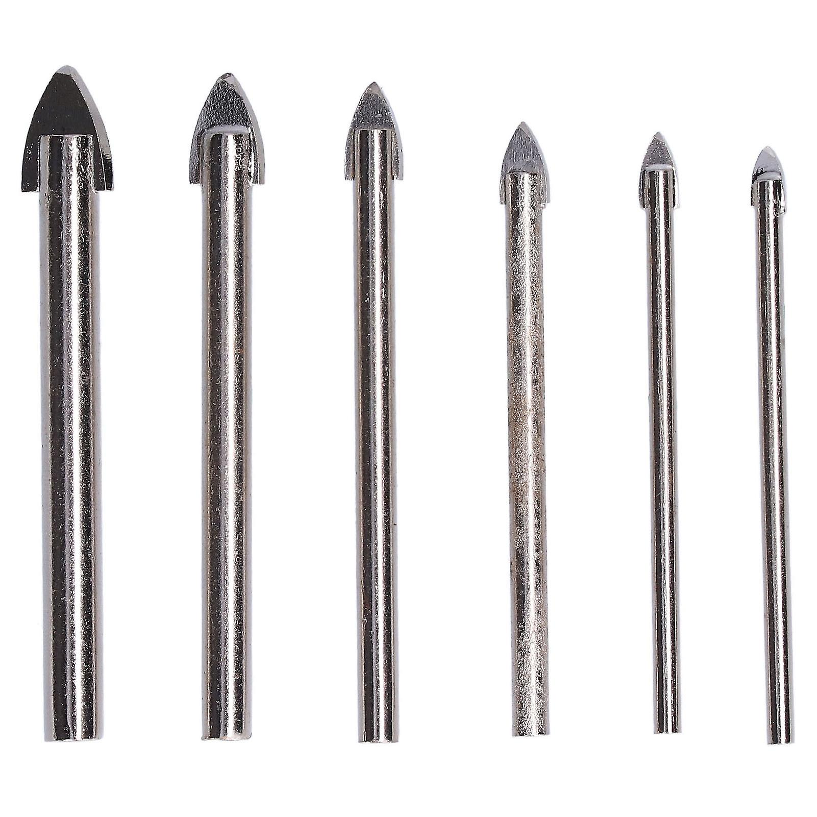 6pcs Glass Drill Bit 3 To 10mm Hard Alloy Accurate Stable Clean Neat Smooth Opening Glass Hole Opener