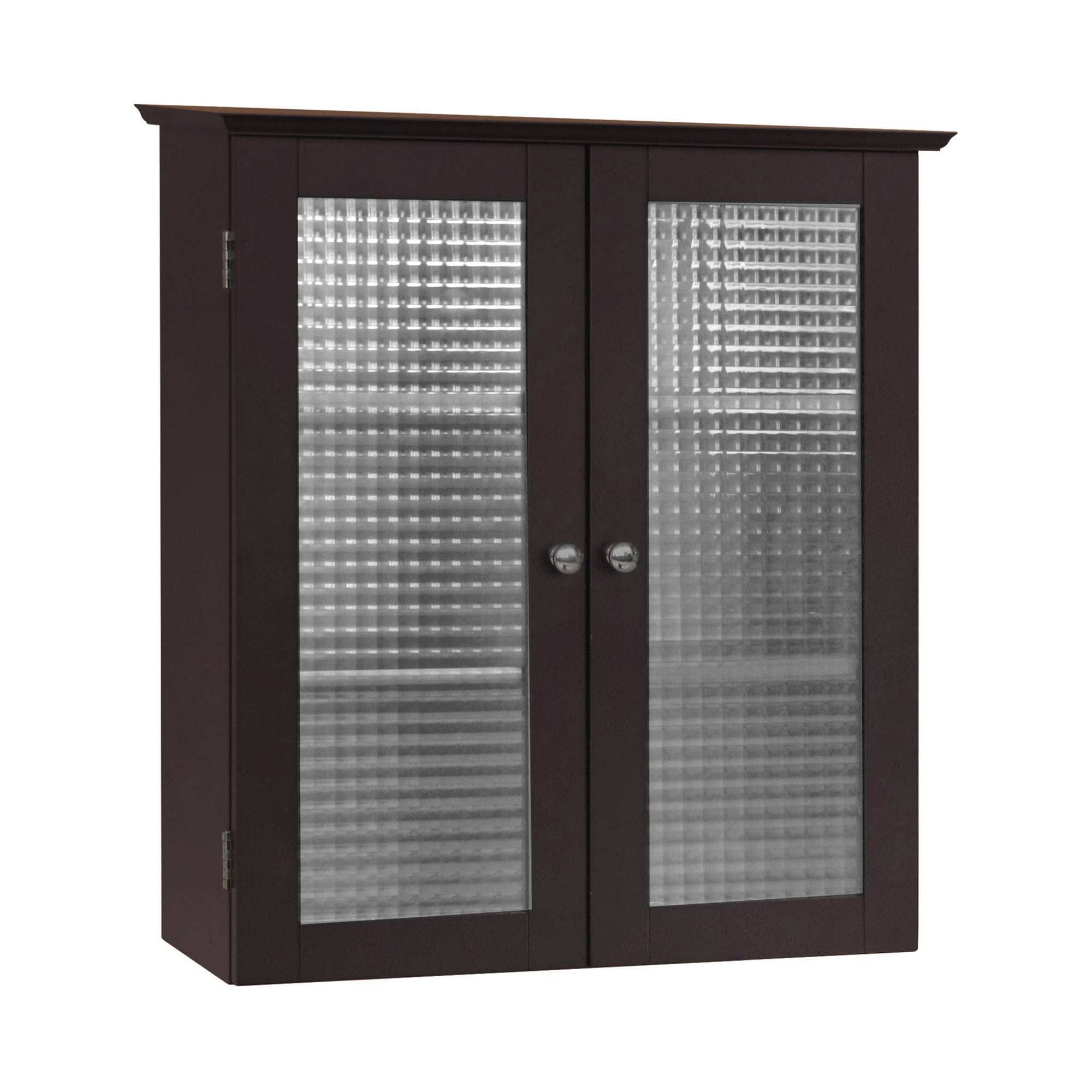 Teamson Home Chesterfield Removable Wooden Wall Cabinet with 2 Waffle Glass Doors, Espresso