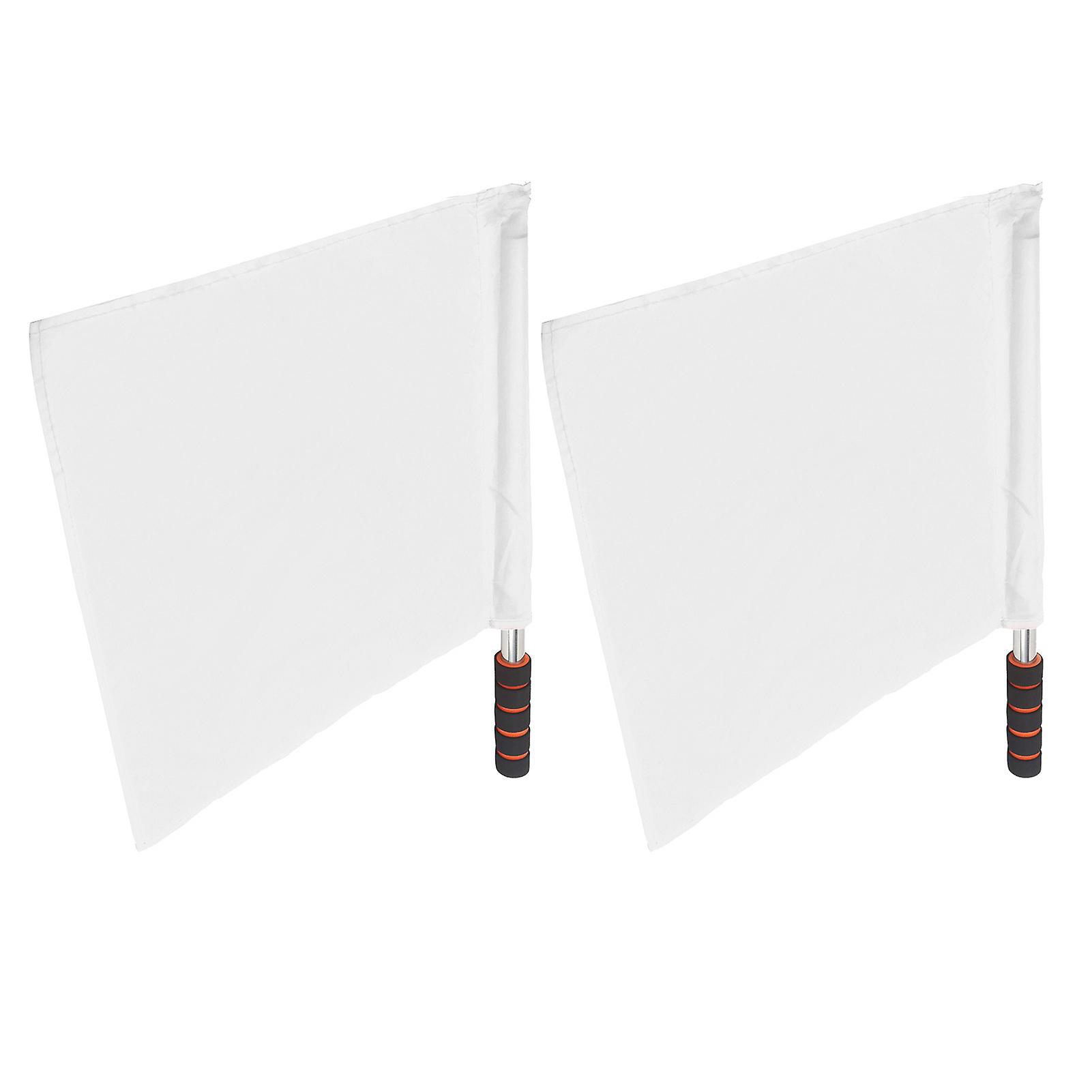 2pcs Referee Official Flags Stainless Steel Pole Sports Competition Linesman Hand Flagwhite