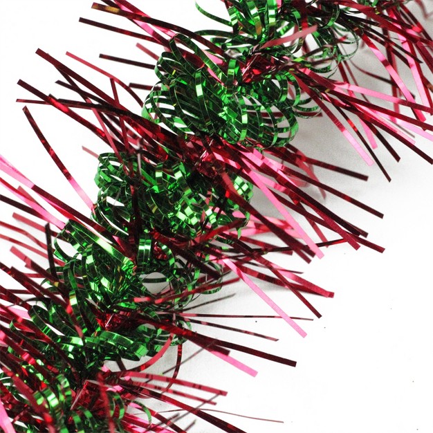 Unlit Shiny Red green Spiral Center Tinsel Christmas Garland