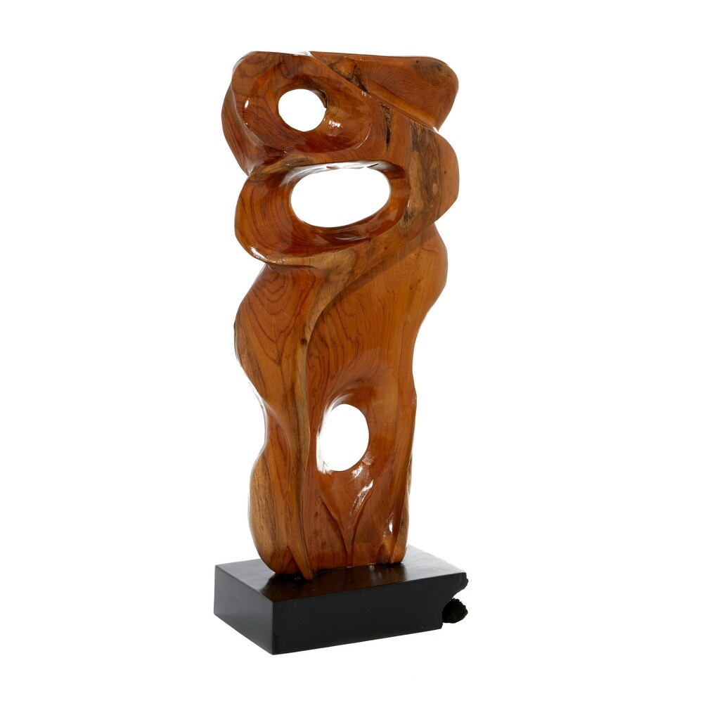 Brown Teak wood Contemporary Sculpture Abstract 24 x 10 x 7   10 x 7 x 24