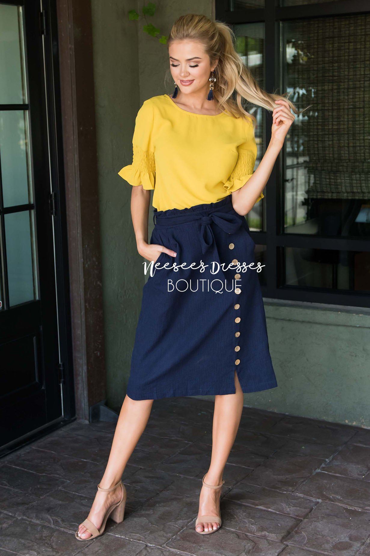 Lets Meet For Brunch Button Skirt