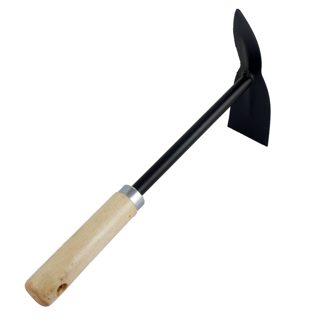 12.4" Length Nonslip Wood Handle Metal Hand Garden Digging Hoe