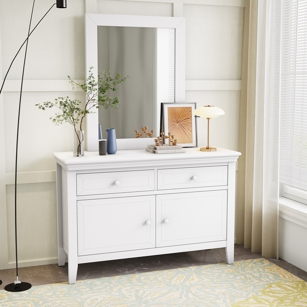 Traditional Concise Style White Solid Wood Dresser with Ample Storage Space