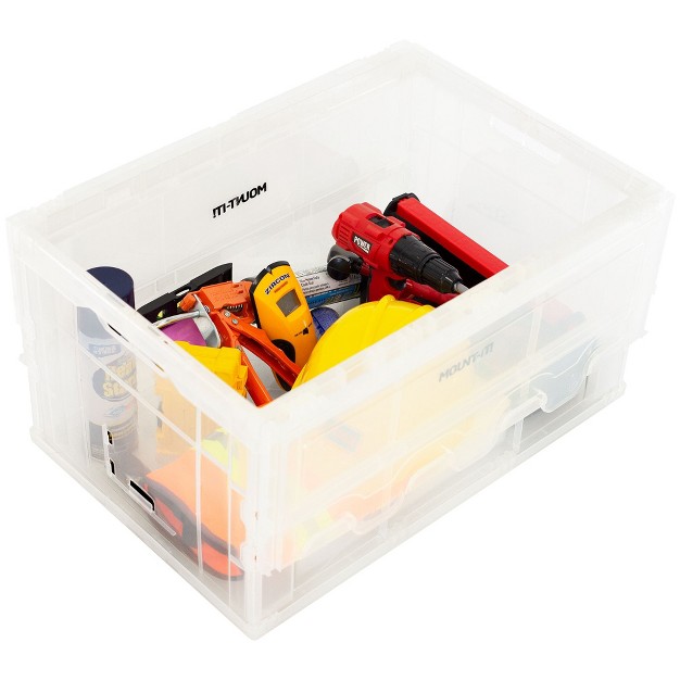 Mount it Folding Plastic Storage Crates Folding Crate Durable Plastic Container Trunk Storage