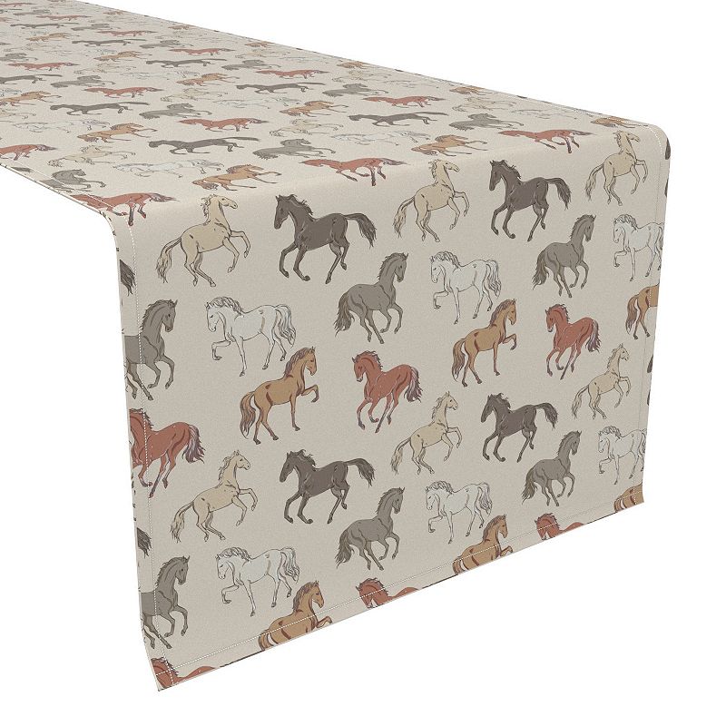 Table Runner， 100% Cotton， 16x72， Wild Horses