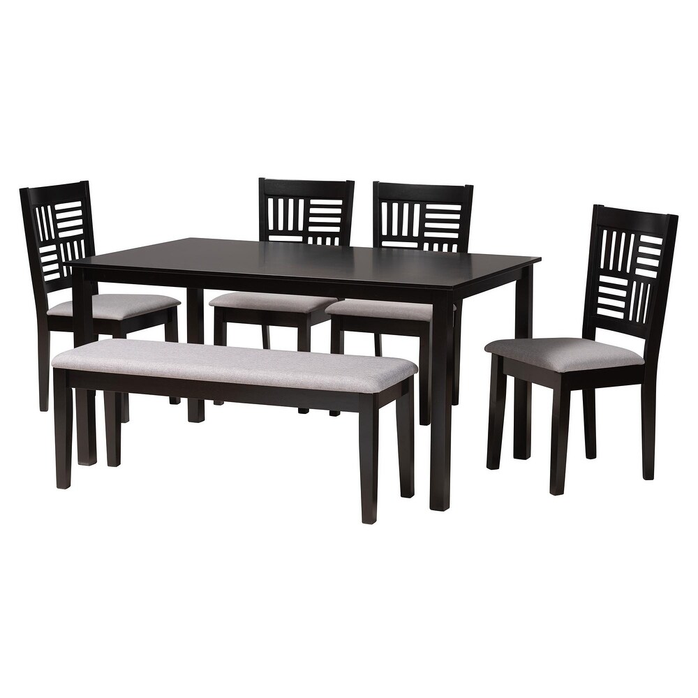 Deanna Wood Dining Set Grey/Dark Brown