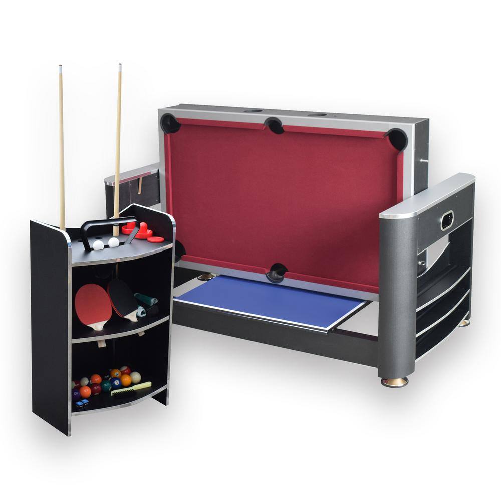 Hathaway 6 ft. Triple Threat 3-in-1 Multi-Game Table with Billiards Air Hockey and Table Tennis BG5001