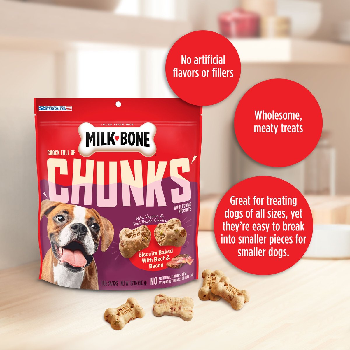 Milk-Bone Chock Full Of Chunks Beef and Bacon Crunchy Dog Treats