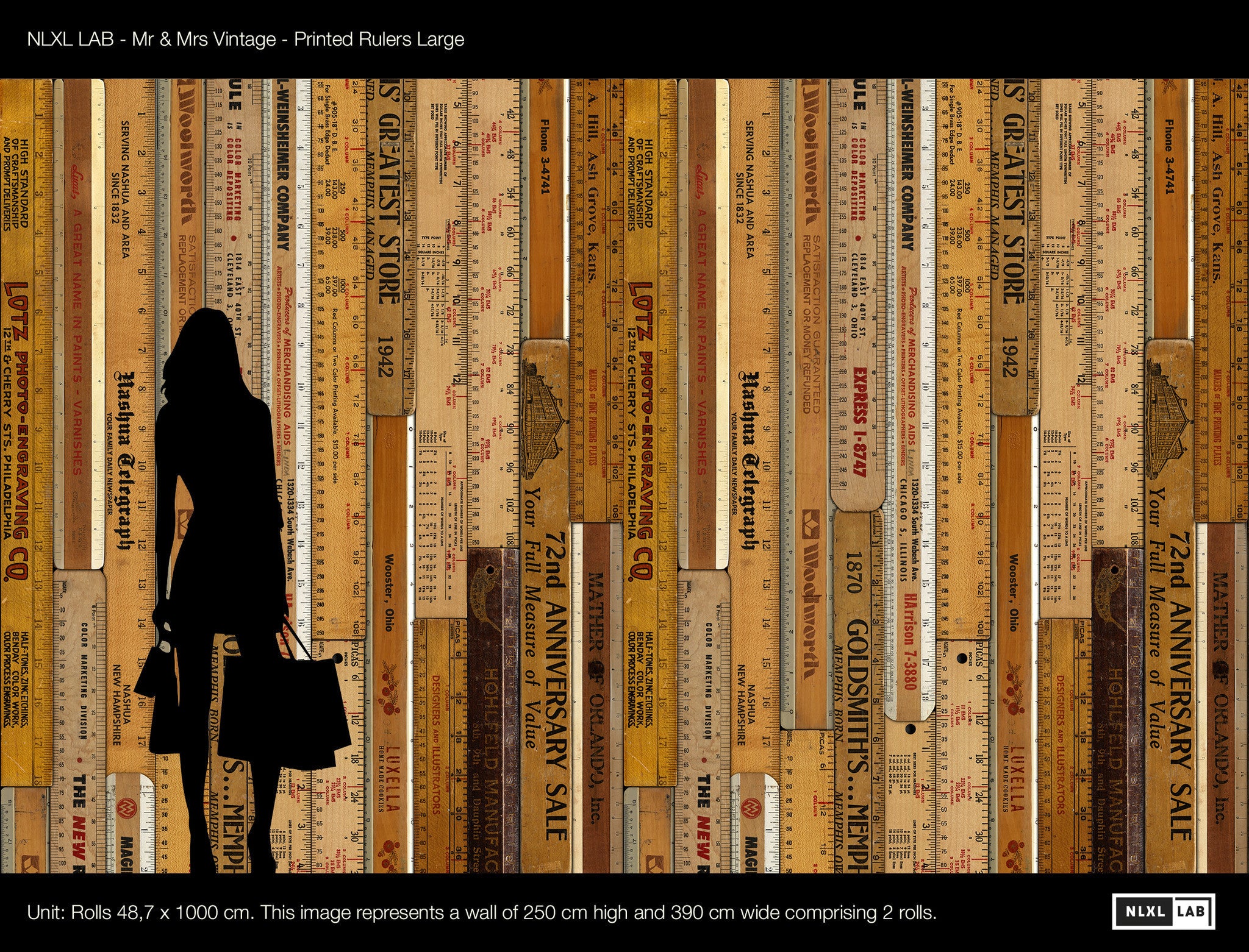 Sample Printed Rulers Wallpaper Large by Mr. and Mrs. Vintage