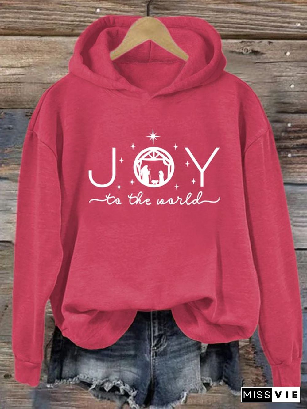 Women's Joy To The World Printed Hoodie