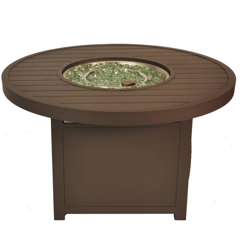 BLUEGRASS LIVING 42 Inch Outdoor Round Aluminum 50000 BTU Propane Fire Pit Table with Crystal Glass Beads 140291