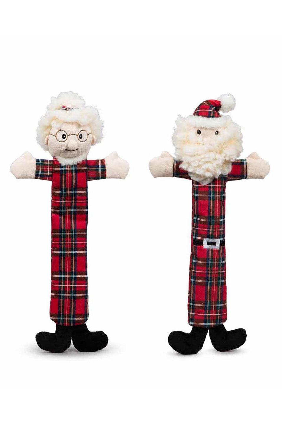 HuggleFleece Long and Lovelie Tartan Santa Dog Toy