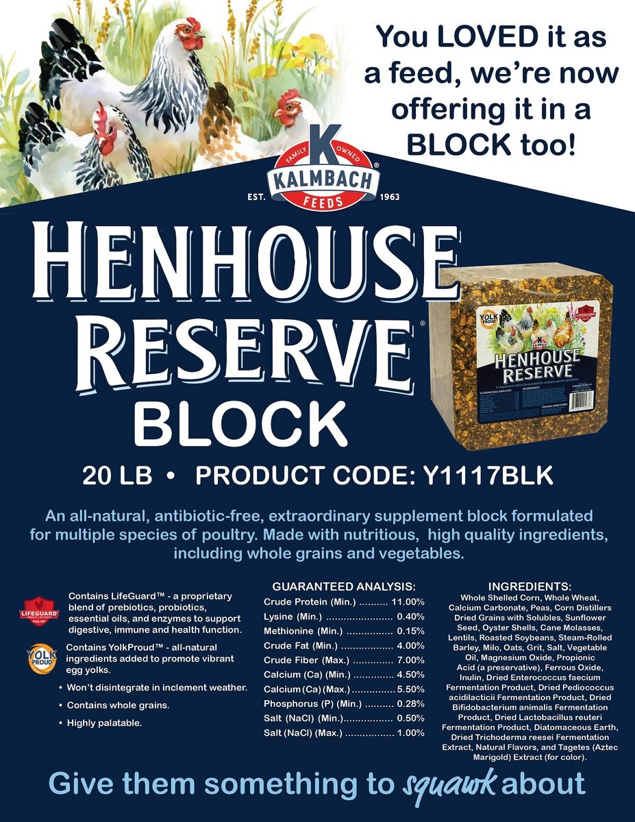 Kalmbach Feeds Henhouse Reserve Poultry Supplement， 20-lb block