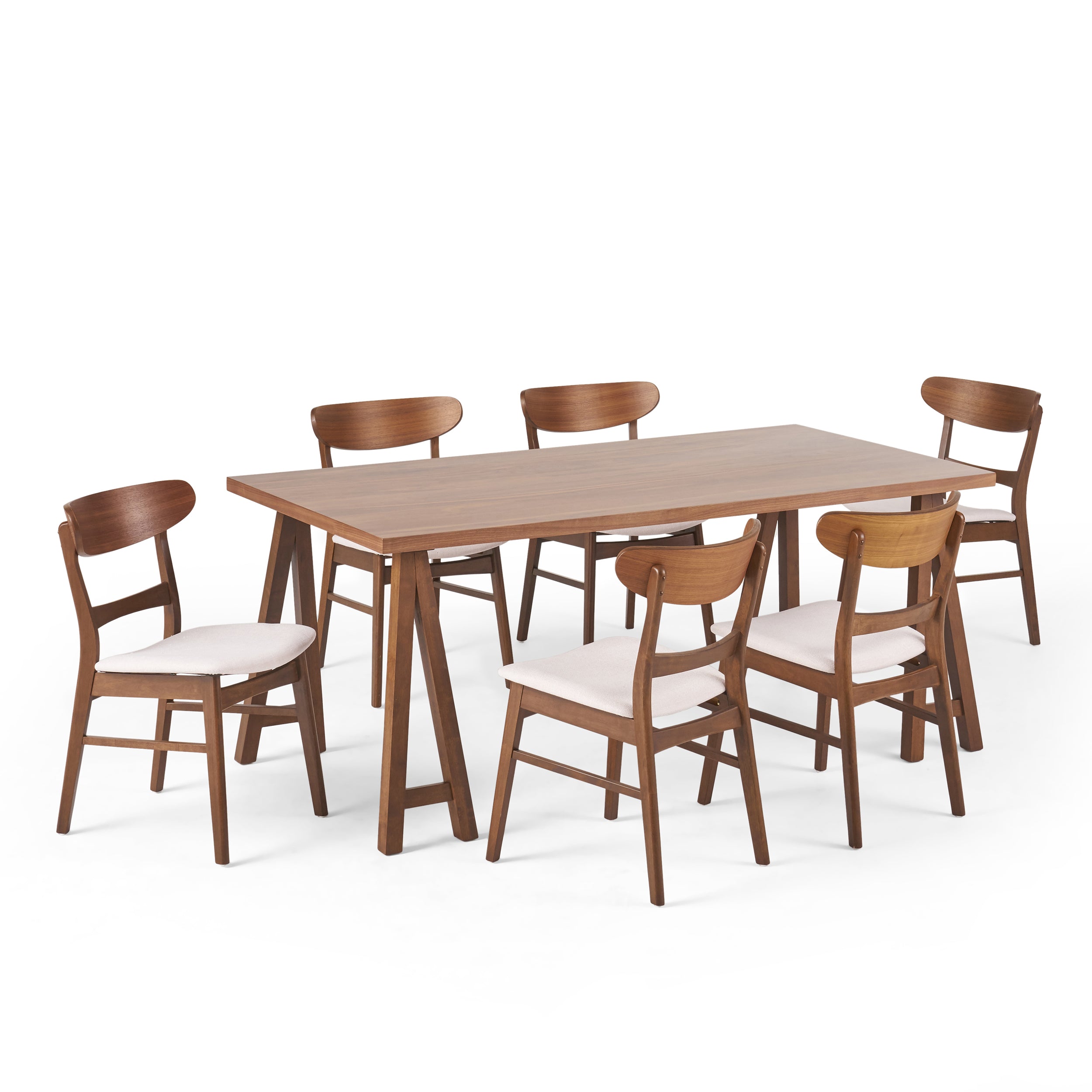 Randal Mid-Century Modern 7 Piece Dining Set