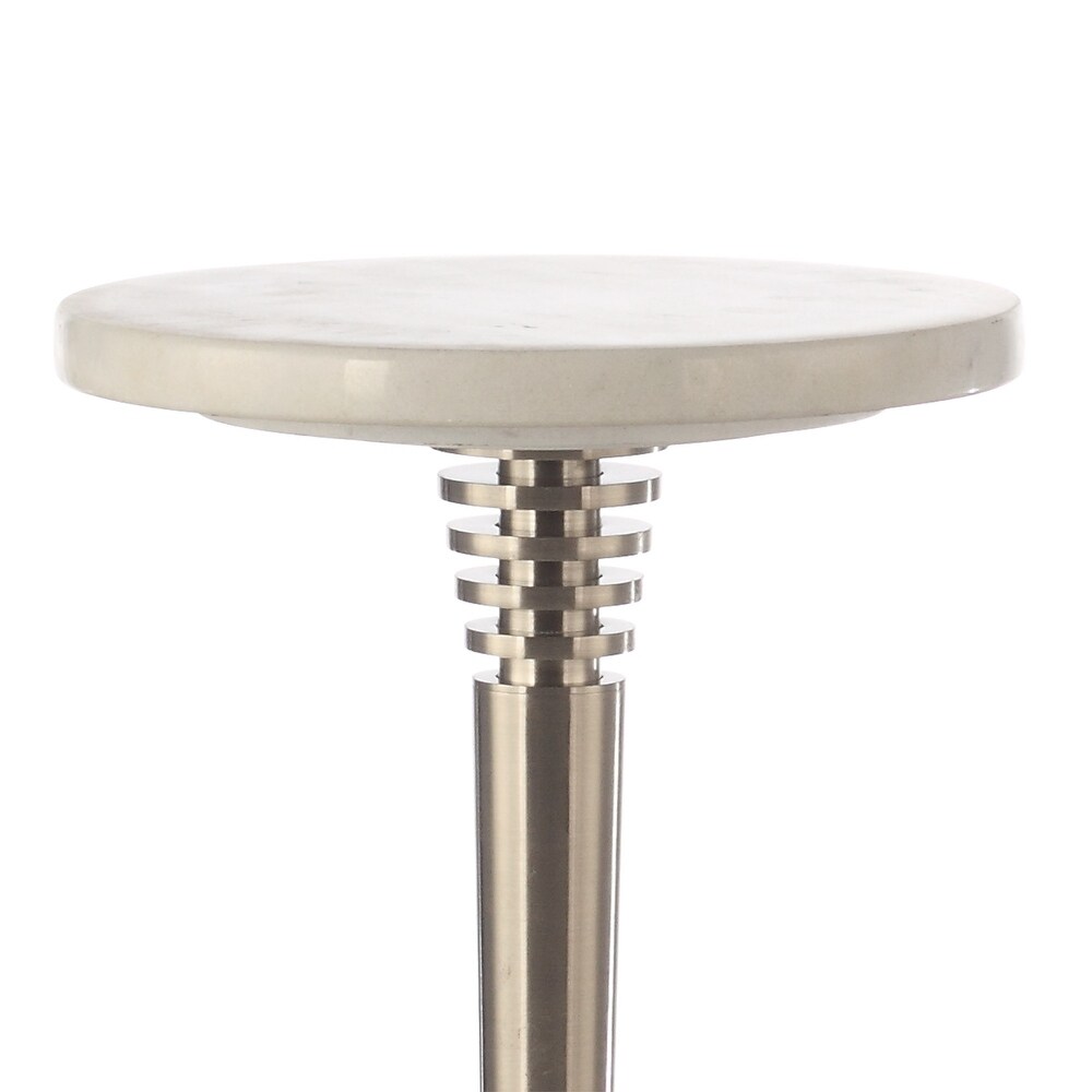 Contemporary Pedestal Marble Drink Table Round Accent Table