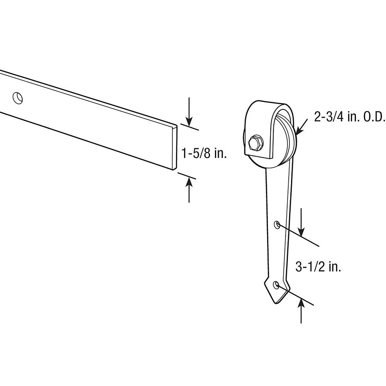 Prime-Line Silver Steel Barn Door Hanger Kit 1 pk