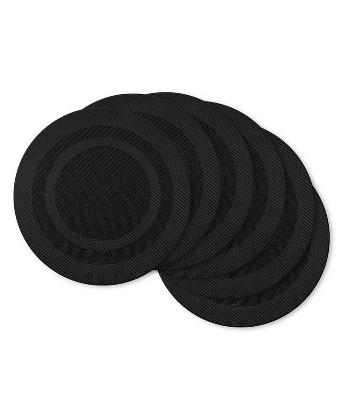 Design Imports Black Round Double frame Placemat Set of 6