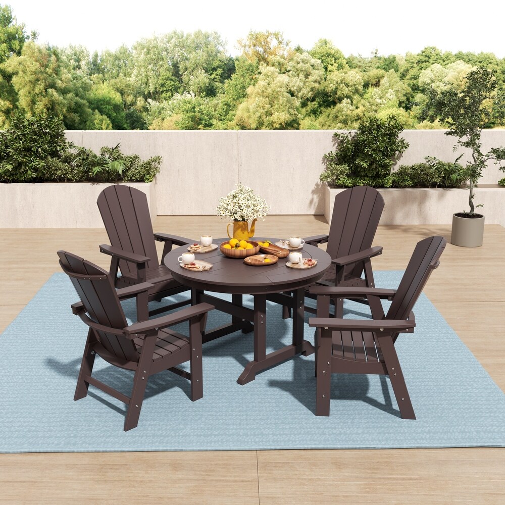 Laguna 5 Piece Round Poly Eco Friendly  Weather Outdoor Dining Set with Armchairs