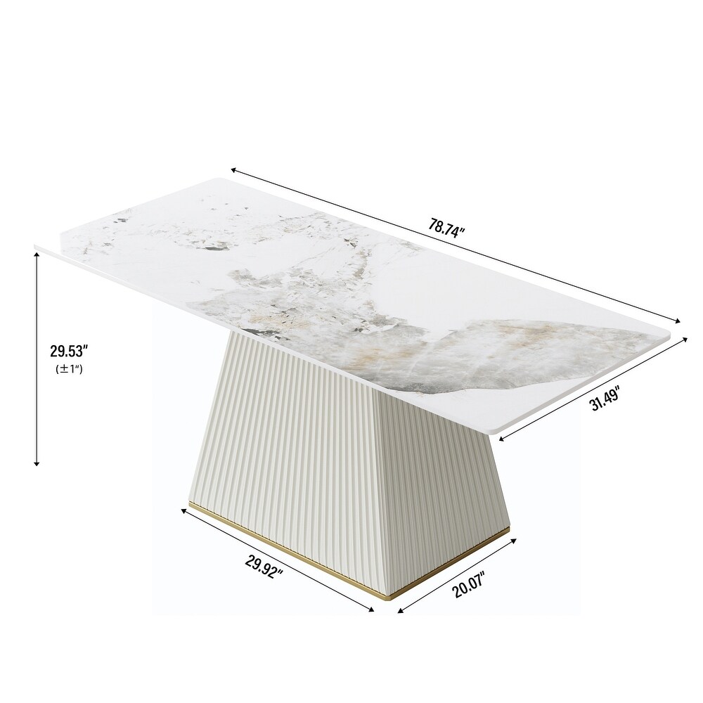 Modern Artificial Marble Kitchen and Dining Table Rectangule with PU Wood Base