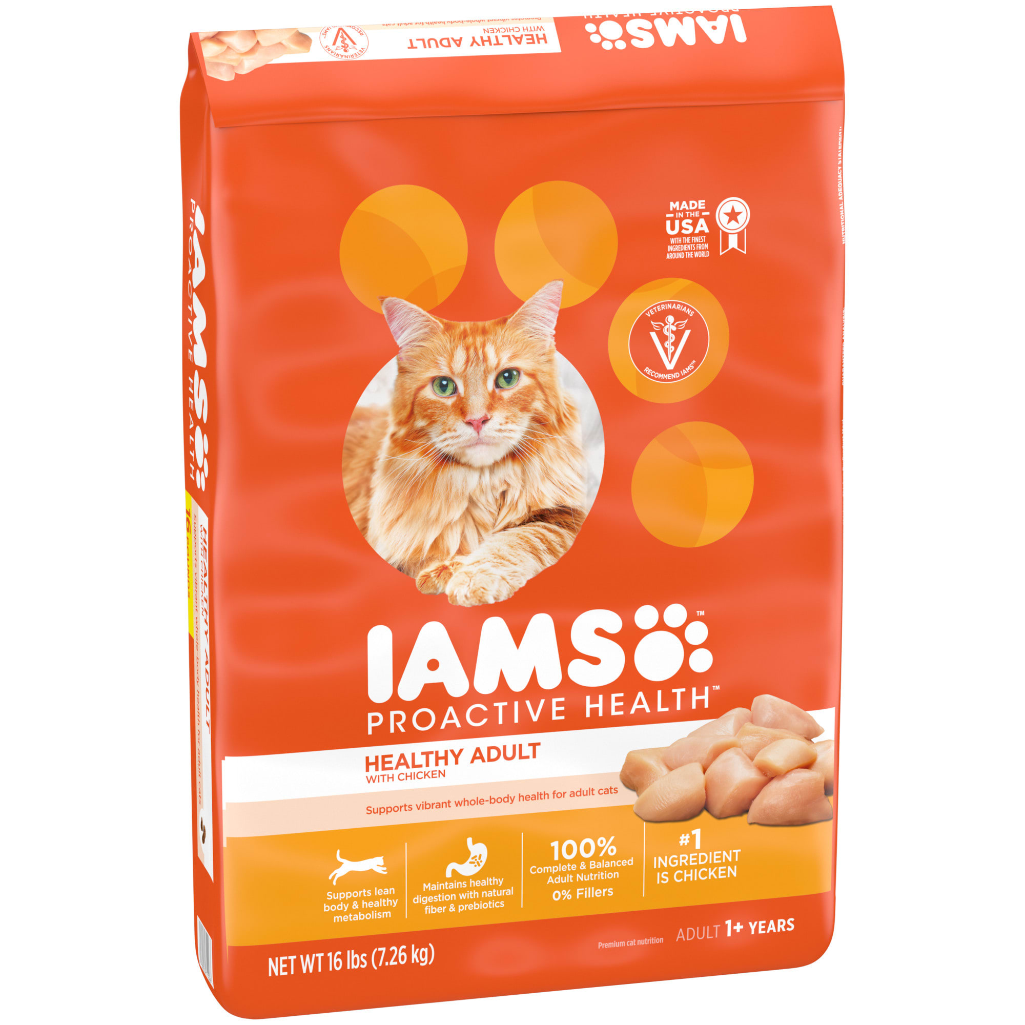 IAMS ProActive Health with Chicken Adult Dry Cat Food， 22 lbs.