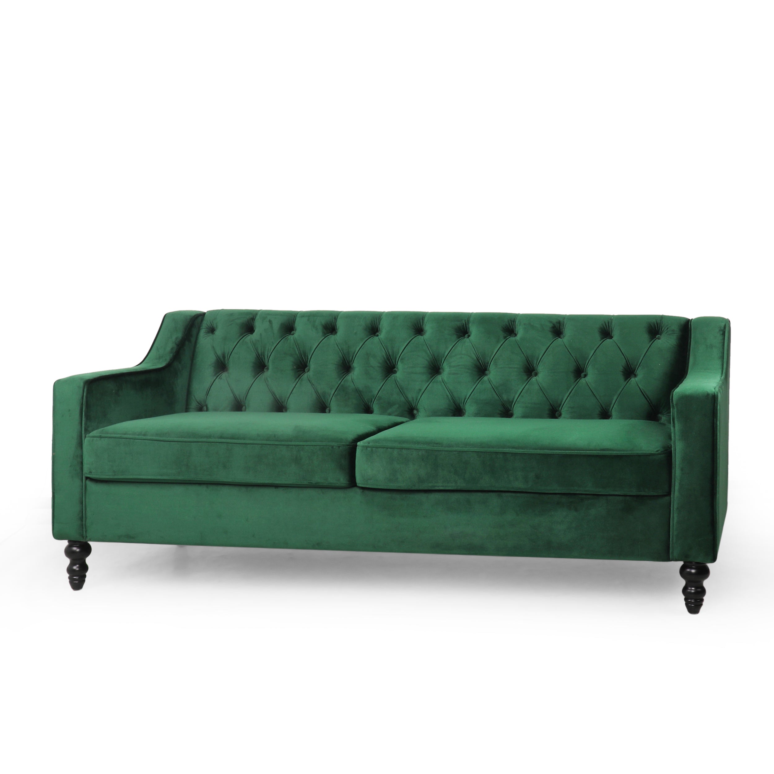 Jameer Modern Glam Tufted Velvet 3 Seater Sofa