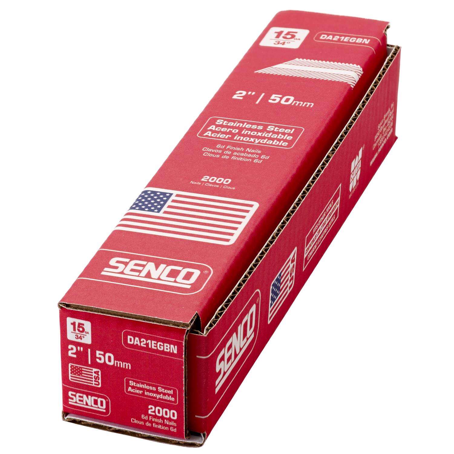 Senco 2 in. 15 Ga. Angled Strip Stainless Steel Finish Nails 34 deg 2，000 pk