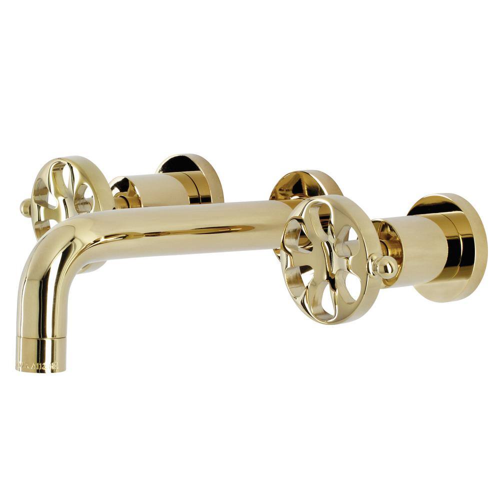 Kingston Brass Belknap 2-Handle Wall Mount Bathroom Faucet in Polished Brass HKS8122RX