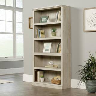 SAUDER 69.76 in. Chestnut Wood 5-shelf Standard Bookcase with Adjustable Shelves 423033