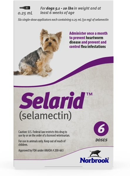 Selarid Topical Solution for Dogs， 5.1-10 lbs， (Purple Box)