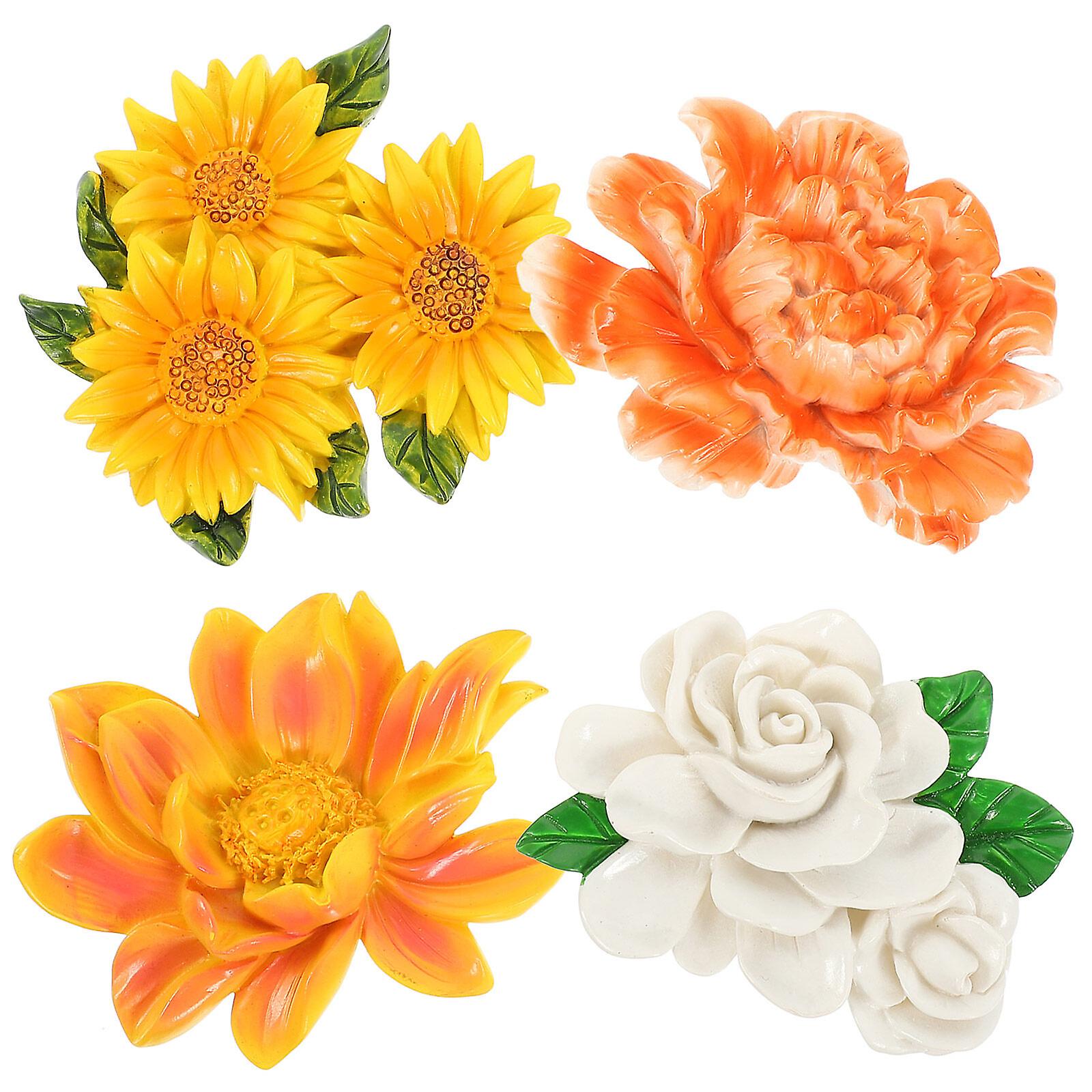 4pcs Flower Note Magnets Fridge Magnets Vintage Magnets Decal Fridge Magnetic Stickers