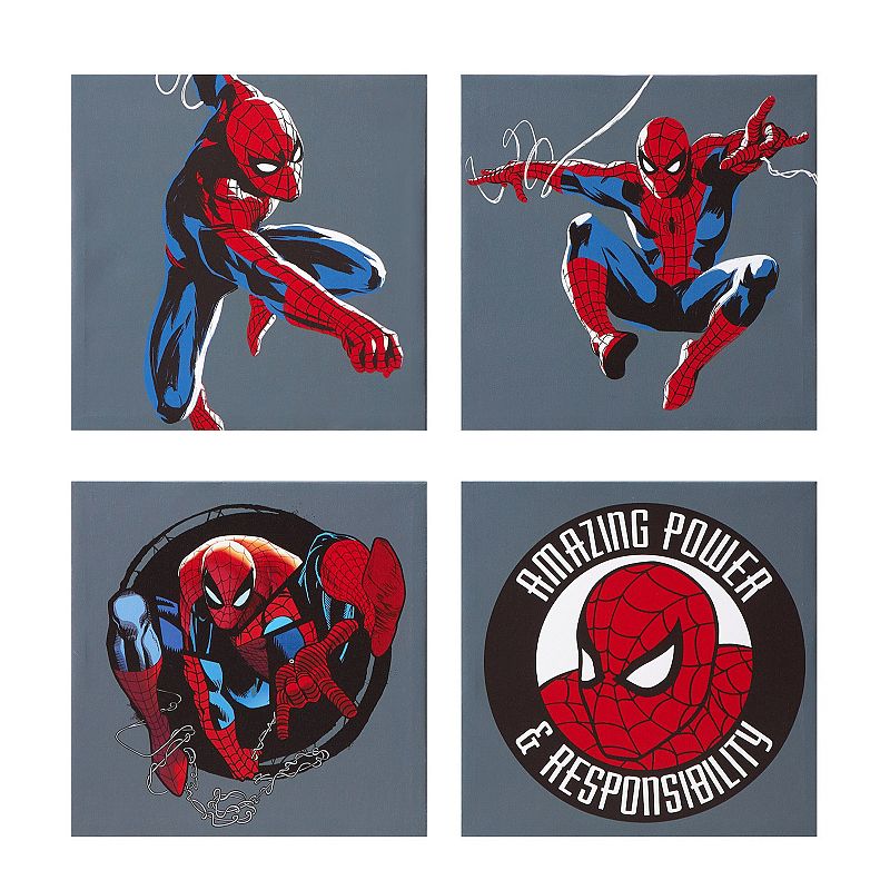 Idea Nuova Marvel Spider-Man Canvas Wall Art 4-piece Set