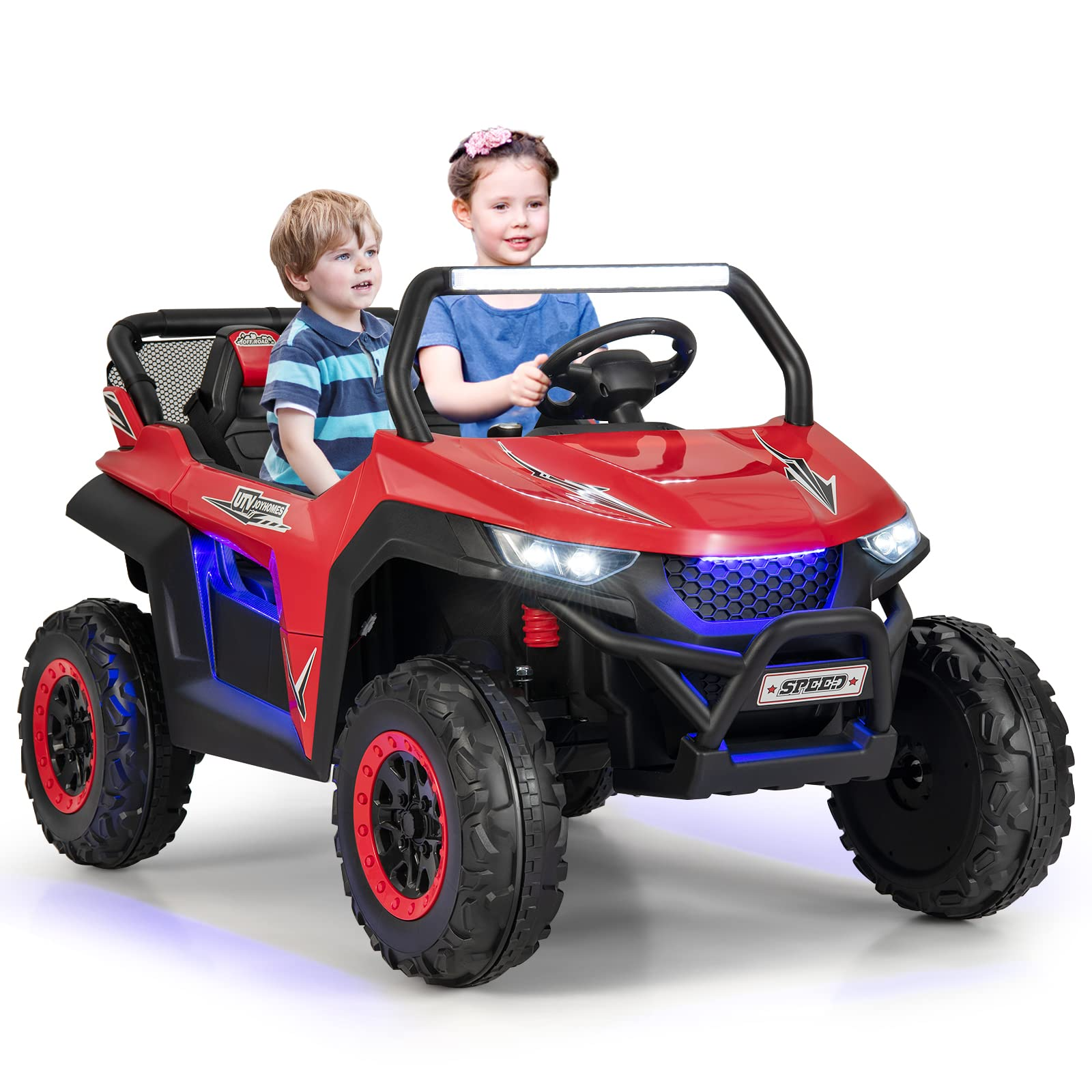 Costzon 2-Seater Ride on Car, Battery Powered Electric UTV w/ Remote Control, 4 Wheel Spring Suspension