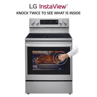 LG 6.3 cu. ft. Smart True Convection InstaView Electric Range Single Oven with Air Fry in Printproof Stainless Steel LREL6325F