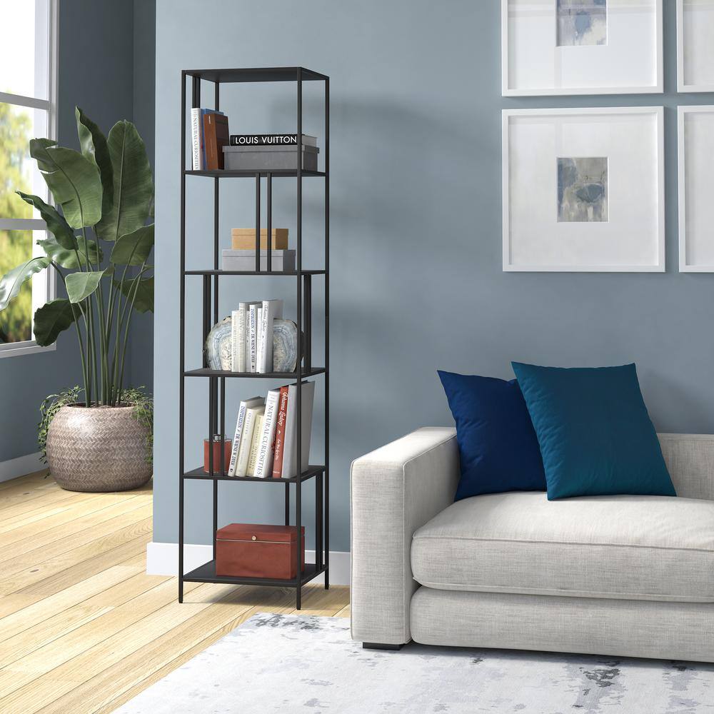 MeyerCross Ernest 76 in. Blackened Bronze 5-Shelf Standard Bookcase BK0995