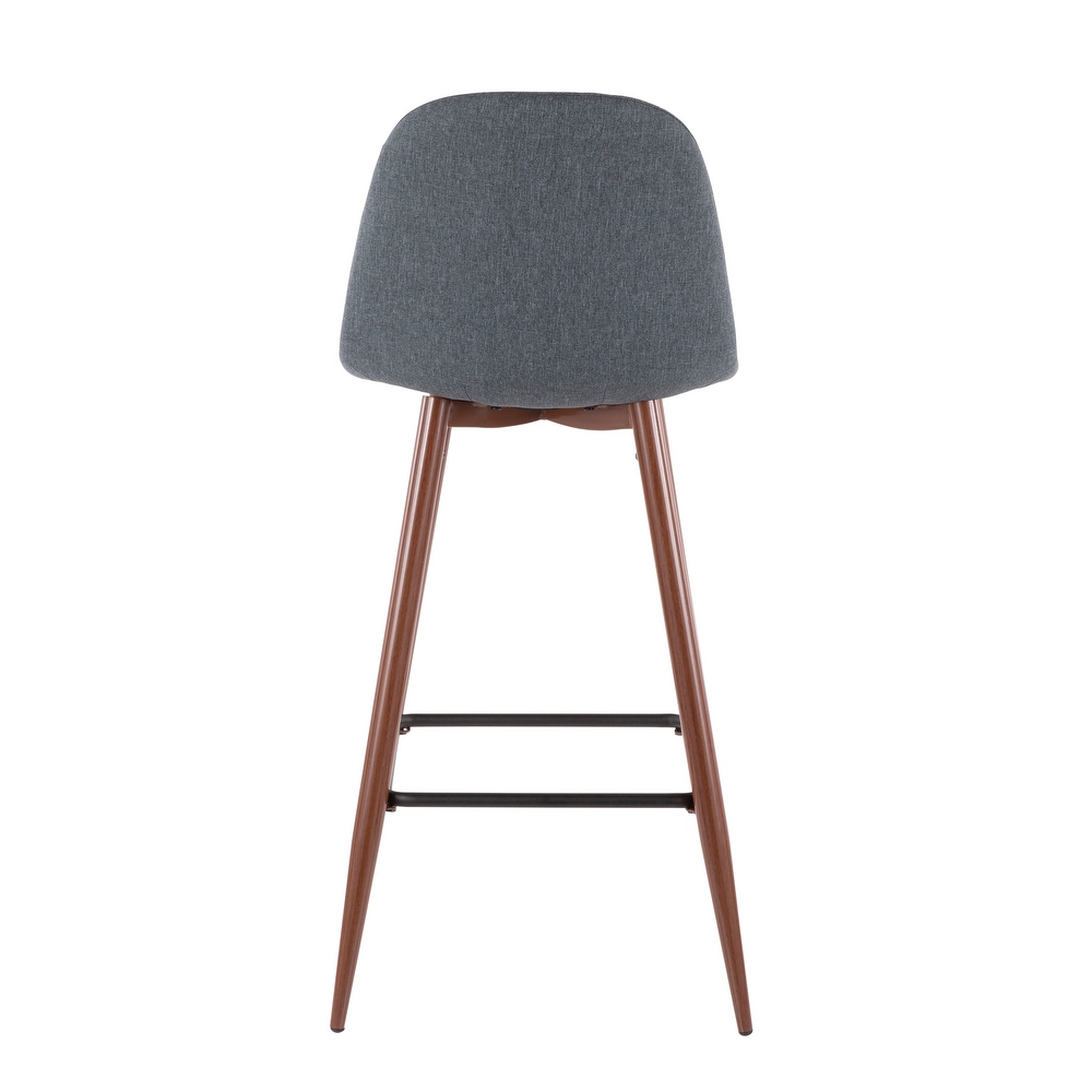 Lumisource Barstool in Walnut Metal and Light Grey Fabric  Set of 2   19\