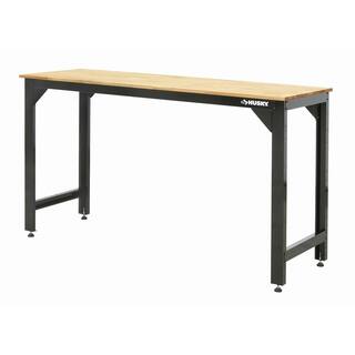 Husky Ready-To-Assemble 6 ft. Solid Wood Top Workbench in Black G7200S1-US