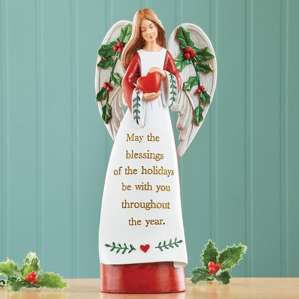 Sentiment Holiday Angel Figurine Holding a Heart