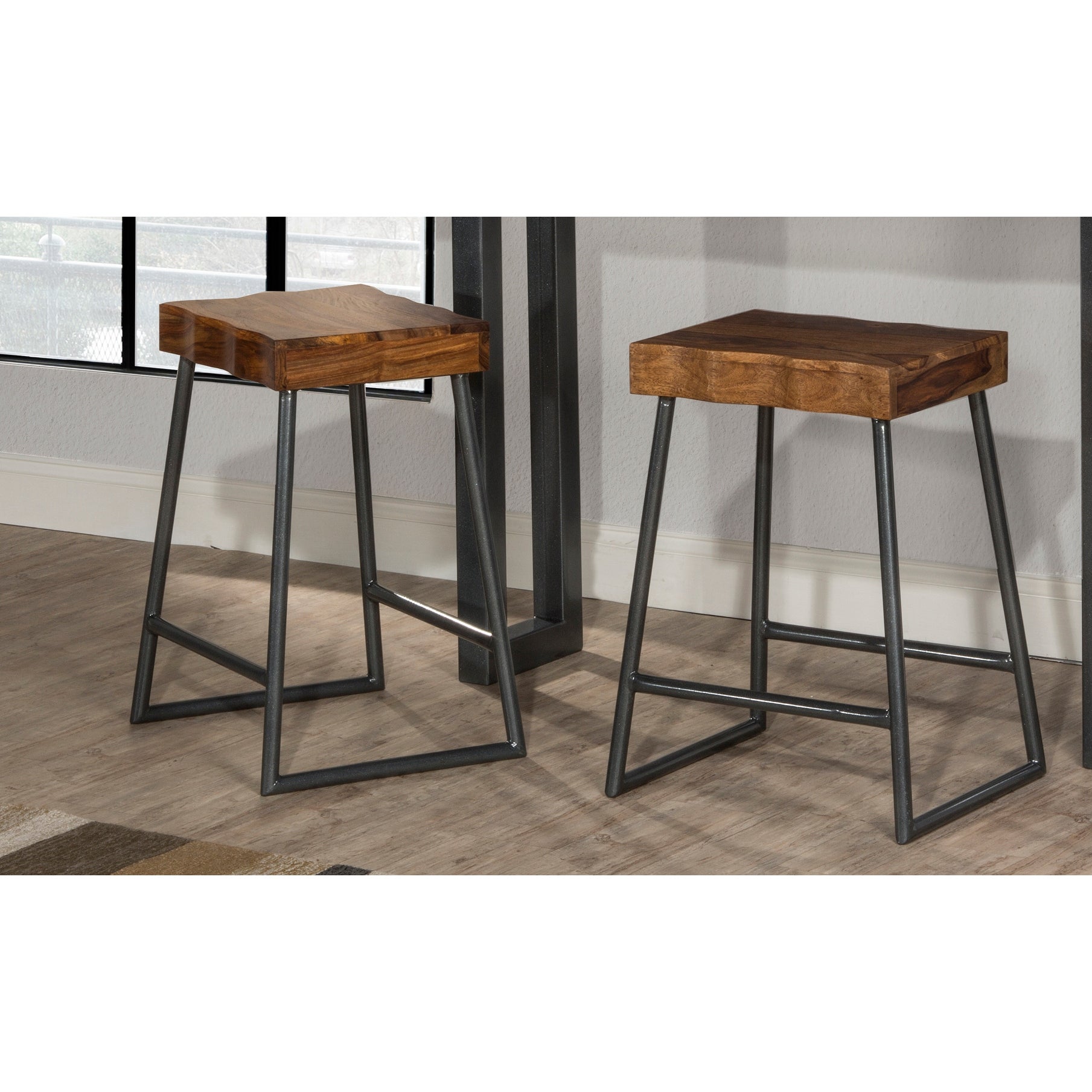 Carbon Loft Mattison Live Edge Square Non-swivel Backless Counter Stool - 17