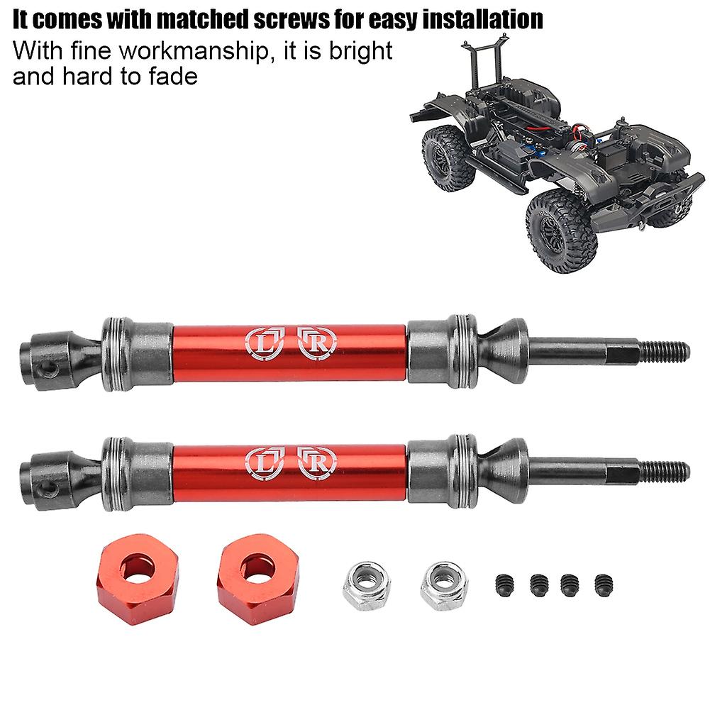 2pcs Rear Drive Shaft Cvd Transmission Axle For Traxxas Slash 4x4 1/10 Truck (red)