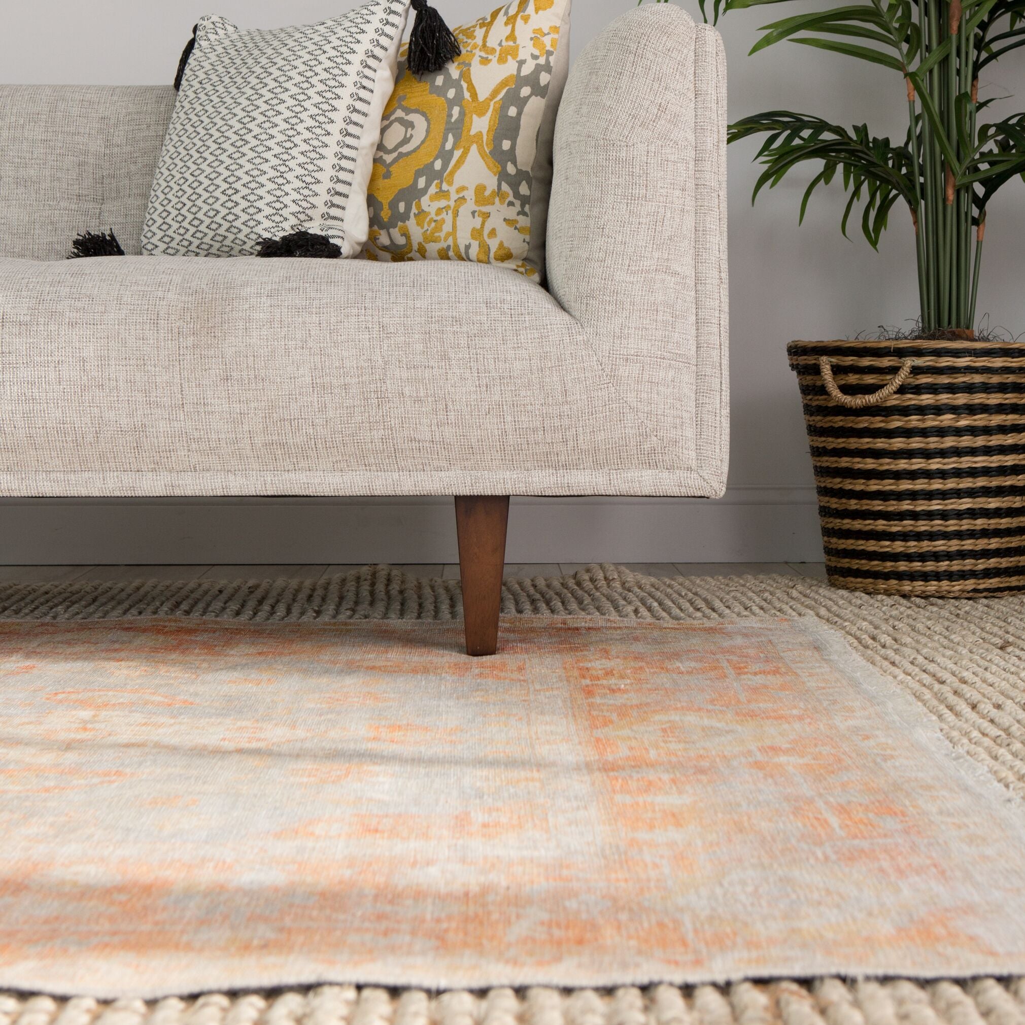 Patrin Oriental Orange & Light Gray Area Rug