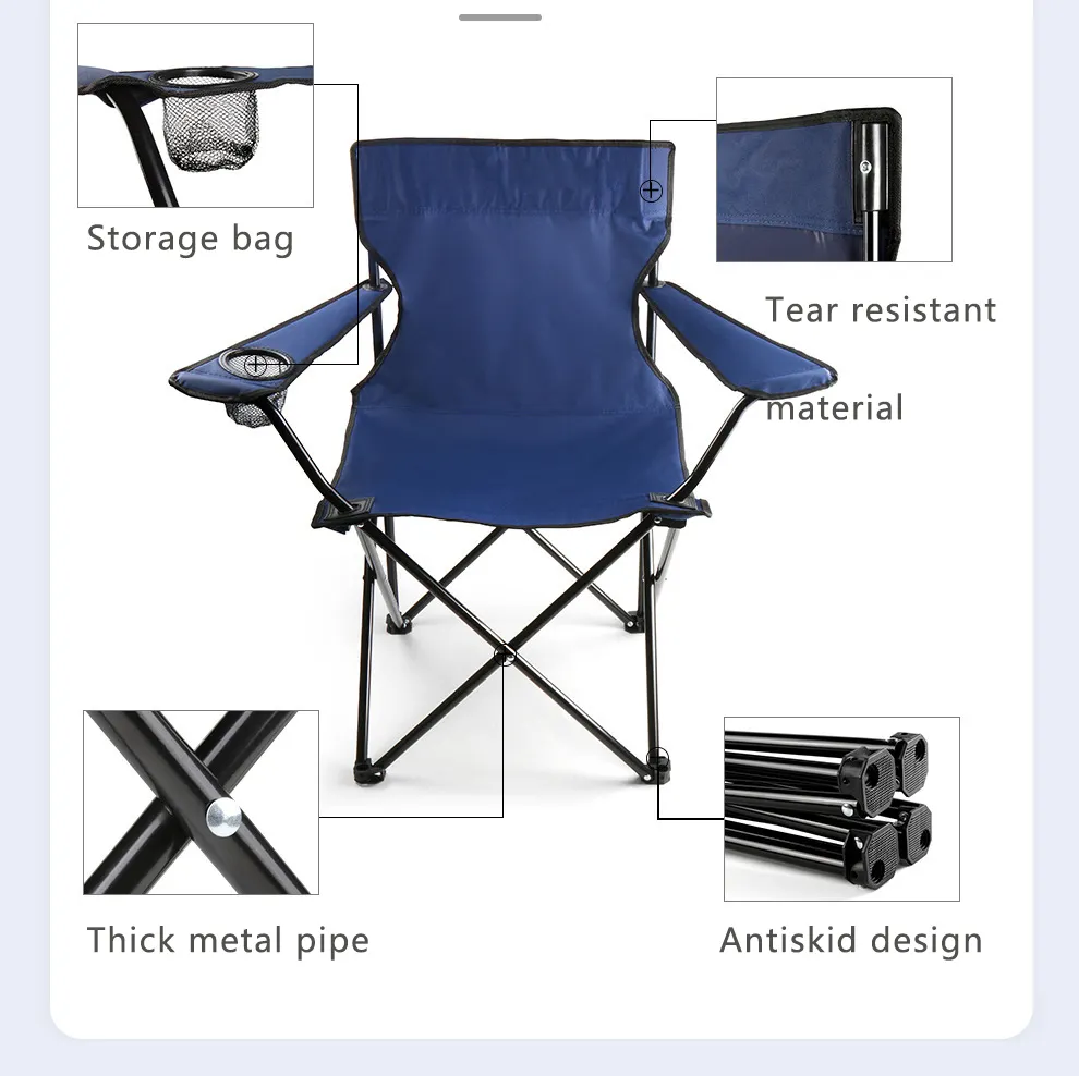 Hiking Picnic Folding Portable Materials Beach Camping Outdoor Chair Foldable With String Bag