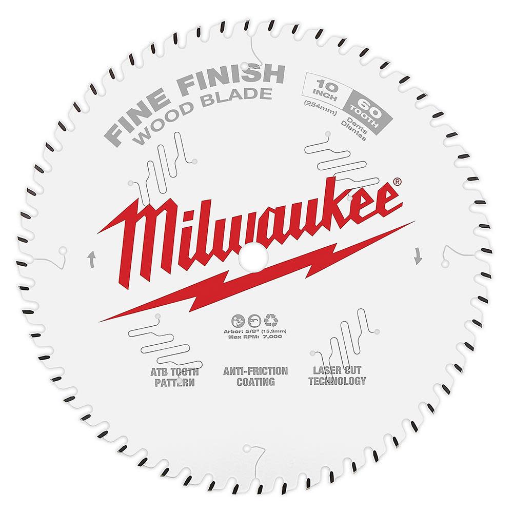 Milwaukee 10 in. 60T Fine Finish Circular Saw Blade 48-40-1028 from Milwaukee