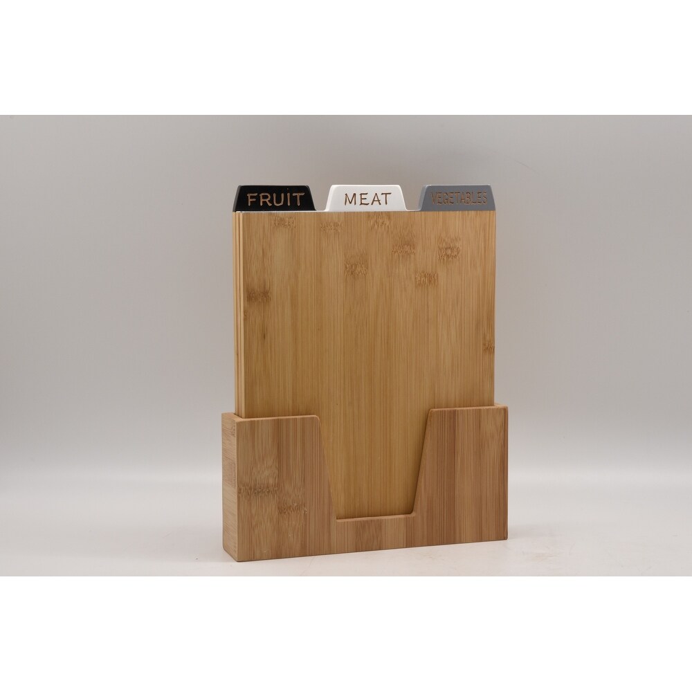 Set of 3 BAMBOO CUTTING BOARD with index style tab design 23.7*4.7*30CM