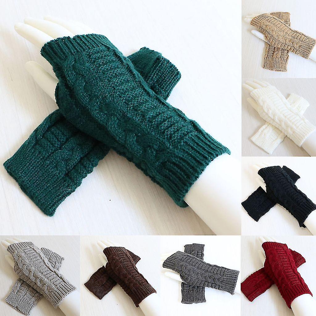 Women's Winter Stretchy Half Finger Turn Knitted Glove Riding Wrist Warmers