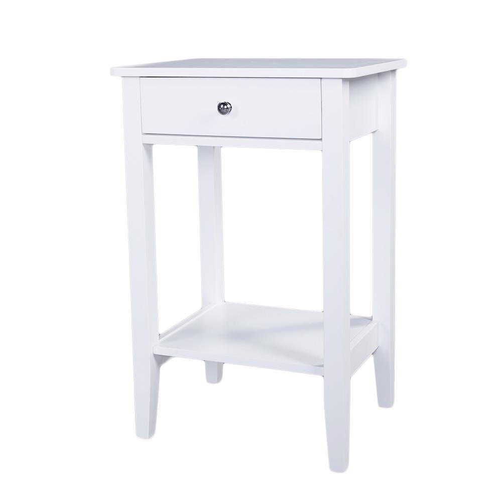 Ktaxon 2-Tier Nightstand with Storage Drawer, Sofa Table End Table for Bedroom, White